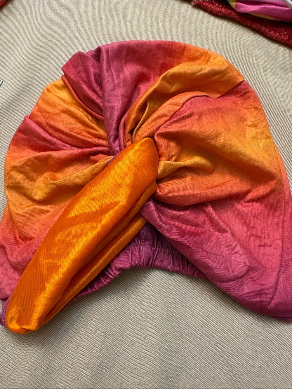 Sassy Jones Tie-Dye Turban Headwrap in Pink and Orange